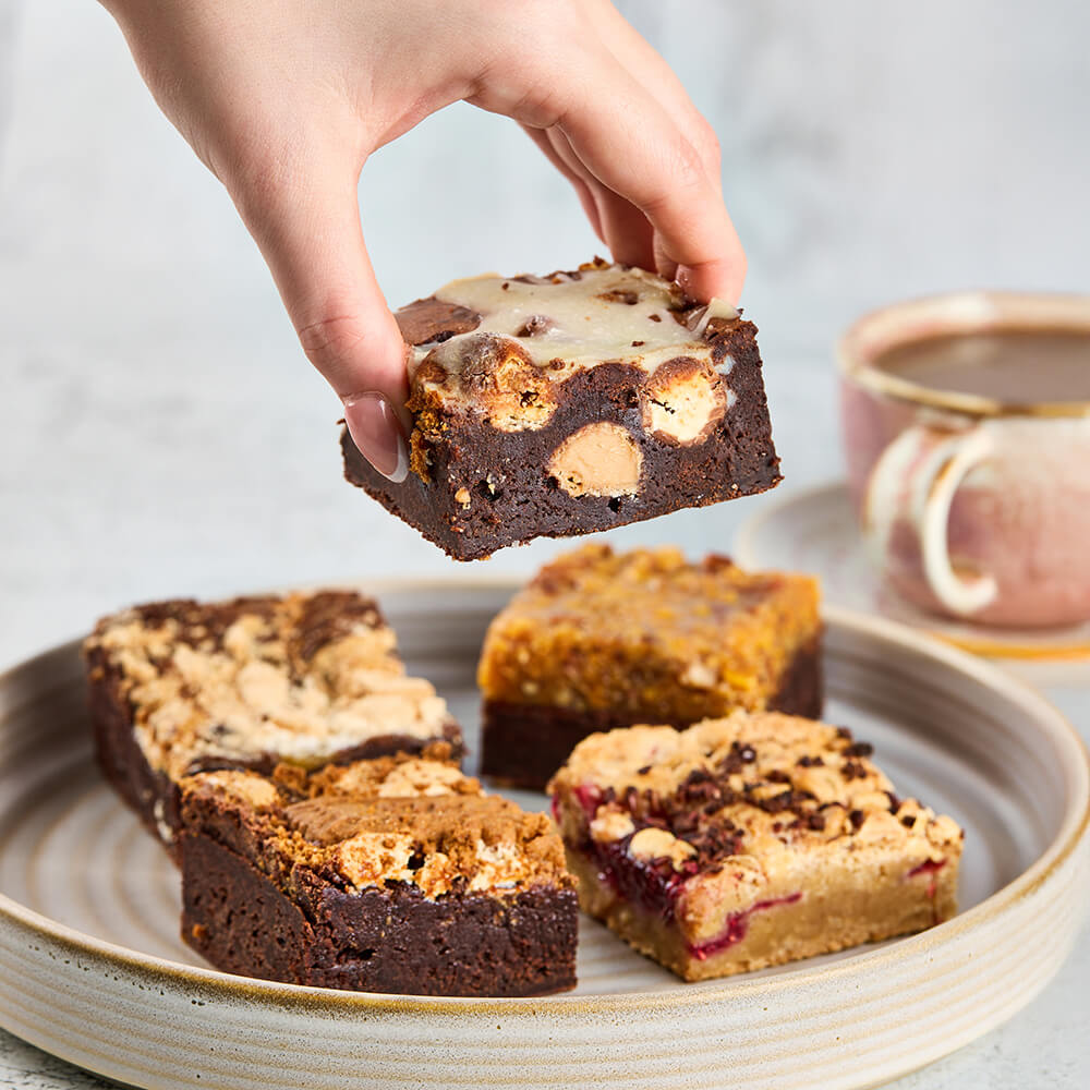 Brownies and blondies lovingly hand baked by Alstons Confectionery